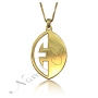 Initial Necklace with Playboy Bunny in 14k Yellow Gold - "E is for Exceptional" - 3