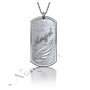 Dog Tag Necklace with "Angel" in Raised Letters in 18k Solid White Gold - 1
