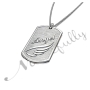 Dog Tag Necklace with "Angel" in Raised Letters in 18k Solid White Gold - 2
