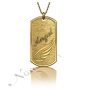 Dog Tag Necklace with "Angel" in Raised Letters in 14k Yellow Gold - 1