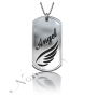 14k White Gold Double Thickness Dog Tag Pendant with "Angel" in Contrast Letters  - 1