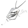 14k White Gold Double Thickness Dog Tag Pendant with "Angel" in Contrast Letters  - 2