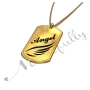 Dog Tag Pendant with "Angel" in Contrast Letters in 14k Yellow Gold - 2