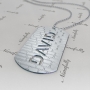 14k White Gold Double Thickness "David" Dog Tag with Cutout Name and Brick Pattern - 2