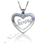 Turkish Name Necklace in Heart-Shaped Pendant in 14k White Gold - "Sevinc" - 1