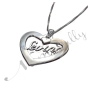 Turkish Name Necklace in Heart-Shaped Pendant in 14k White Gold - "Sevinc" - 2