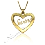 Turkish Name Necklace in Heart-Shaped Pendant in 14k Yellow Gold - "Sevinc" - 1
