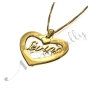 Turkish Name Necklace in Heart-Shaped Pendant in 14k Yellow Gold - "Sevinc" - 2