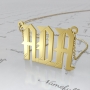 Monogram Necklace in Stylized Gothic Font in 14k Yellow Gold - "ADA" - 1