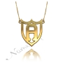 Initial Necklace with Shield-Shaped Pendant in 14k Yellow Gold "A Shield of Honor" - 1