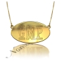 Monogram Necklace with Sparkling Oval Plate in 10k Yellow Gold - "GMP" - 3