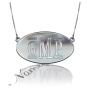 Monogram Necklace with Sparkling Oval Plate in 14k White Gold - "GMP" - 3