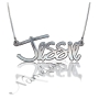 14k White Gold Customized Name Necklace - "Jessie" - 1
