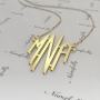 Monogram Necklace with Three Letters in 18k Yellow Gold Plated Silver - "MNA" - 2