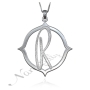 Initial Necklace in Sparkling Contemporary Script in Sterling Silver - "R is for Remarkable" - 1