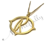 Initial Necklace in Sparkling Contemporary Script in 18k Yellow Gold Plated Silver - "R is for Remarkable" - 2