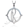 Initial Necklace in Sparkling Contemporary Script in 14k White Gold - "R is for Remarkable" - 3