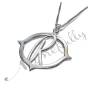 Initial Necklace in Sparkling Contemporary Script in 14k White Gold - "R is for Remarkable" - 2