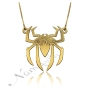 Initial Necklace with Spider Design in 14k Yellow Gold - 3