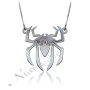 Initial Necklace with Spider Design in 14k White Gold - 3