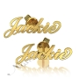 14k Yellow Gold Carrie-Style Name Earrings - "Jackie" - 1