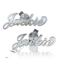 14k White Gold Carrie-Style Name Earrings - "Jackie" - 1