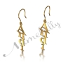Name Earrings - Vertically Dangling Design in 10k Yellow Gold - "Andi" - 2