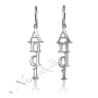 Name Earrings - Vertically Dangling Design in 10k White Gold - "Andi" - 1