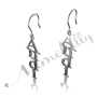 Name Earrings - Vertically Dangling Design in 10k White Gold - "Andi" - 2