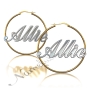 Name Hoop Earrings JLo inspired - "Allie"  (Two-Tone 10k White & Yellow Gold) - 1