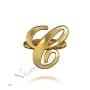 Initial Ring in Script Font in 18k Yellow Gold Plated Silver - "It Starts with C" - 2