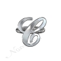 Initial Ring in Script Font in 10k White Gold - "It Starts with C" - 2