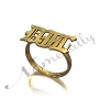 18k Yellow Gold Plated Monogram Ring in Gothic Font - "DJL" - 1