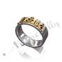 Name Ring with Layered Letters - "Joshua" (Two-Tone 14k Yellow & White Gold) - 1