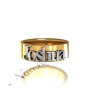 Name Ring with Layered Letters - "Joshua" (Two-Tone 10k White & Yellow Gold) - 2