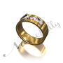 Arabic Name Ring with Layered Letters - "Hasan" (Two-Tone 14k White & Yellow Gold) - 1