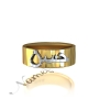 Arabic Name Ring with Layered Letters - "Hasan" (Two-Tone 10k White & Yellow Gold) - 2