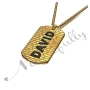 Dog Tag with Brick Pattern & Contrast Lettering in 14k Yellow Gold - "David" - 2