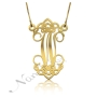Initial Necklace with Decorative Script in 18k Yellow Gold Plated Silver - "W - Wonderfully Wispy" - 1