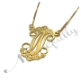 Initial Necklace with Decorative Script in 18k Yellow Gold Plated Silver - "W - Wonderfully Wispy" - 2