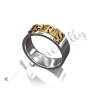 Turkish Name Ring with Layered Letters - "Baris" (Two-Tone 14k Yellow & White Gold) - 1