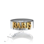 Turkish Name Ring with Layered Letters - "Baris" (Two-Tone 14k Yellow & White Gold) - 2