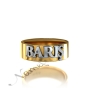 Turkish Name Ring with Layered Letters - "Baris" (Two-Tone 14k White & Yellow Gold) - 2