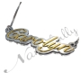 3D Name Necklace in Elegant Script - "Carolyn" (Two-Tone 14k Yellow & White Gold) - 2