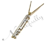 Vertical 3D Name Necklace with Double Layer - "Chuck" (Two-Tone 14k White & Yellow Gold) - 2