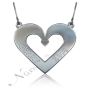 3D Heart Name Necklace in Sterling Silver - "Gerry Loves Eva" - 1