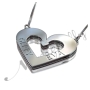 3D Heart Name Necklace in Sterling Silver - "Gerry Loves Eva" - 2