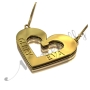 3D Heart Name Necklace in 14k Yellow Gold - "Gerry Loves Eva" - 2