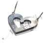 3D Heart Name Necklace in 10k White Gold - "Gerry Loves Eva" - 2