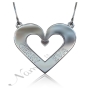 3D Heart Name Necklace in 14k White Gold - "Gerry Loves Eva" - 1